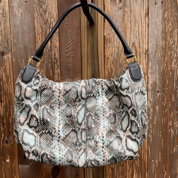 Aimee Kestenberg Snakeskin leather hobo bag with fold over top - NWT - Picture 4 of 8